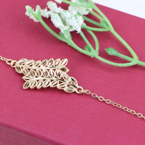 "Elegant Leaf Pattern Rose Gold Bracelet for Women, XPBL1082 - Picture 12 of 13